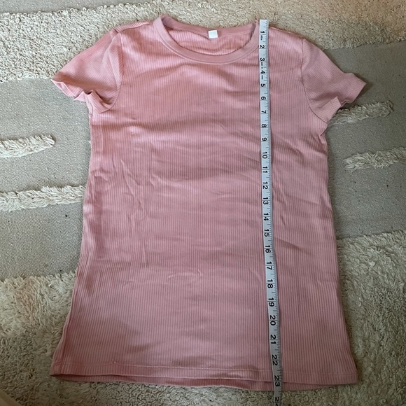 UNIQLO PINK RIBBED SHORT SLEEVES TEE - S - Picture 8 of 10